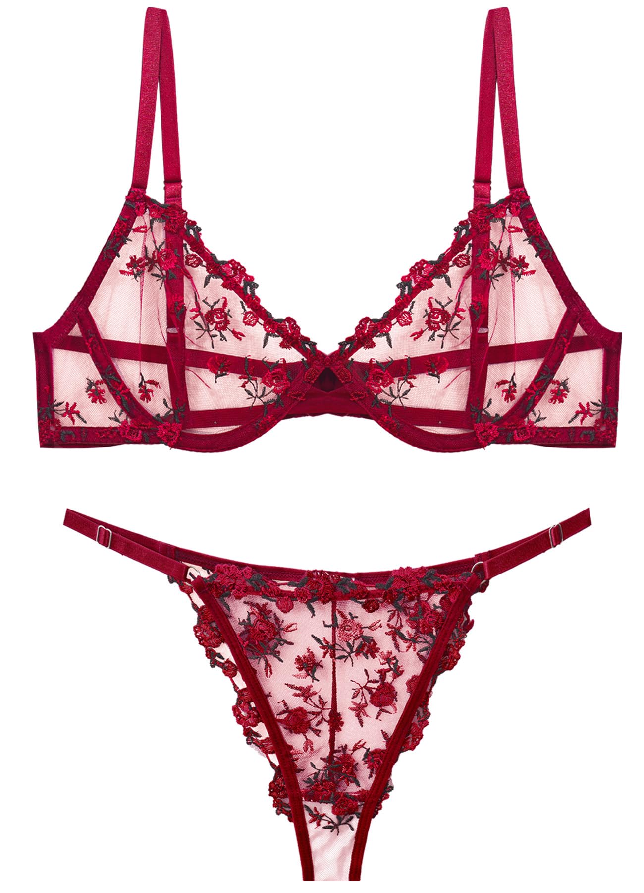 

SEAUR Прозрачное нижнее белье Бэбидол Трусики Размер S Женский комплект, Красный,