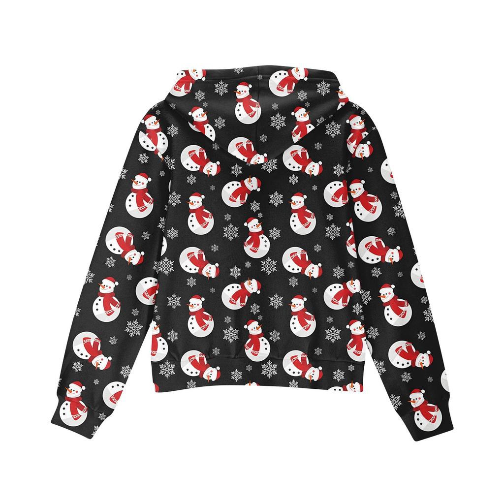 Children's Fashion Christmas Printed Long Sleeved Hooded Sweatshirt, Girls' Hoodie Jacket