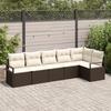 6-piece Garden Sofa Set with Brown Poly Rattan Cushions, 2-seater Garden Sofa with Storage 3355067