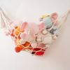 Woven Cotton Toy Net, Boho Wall Hanging Organizer, Handmade Storage Hammock for Stuffed Animals, Kids Room Nursery Decor