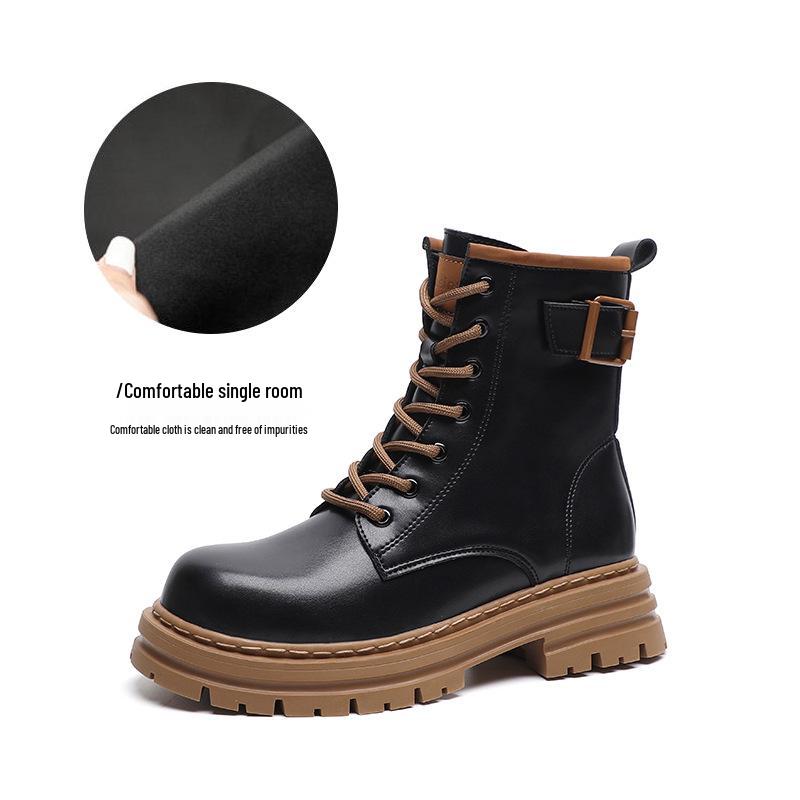 

Weiwei Женские ретро ботильоны мартин в британском стиле, белые, на шнуровке, на толстой подошве, до середины икры (Модель 68-3). 41