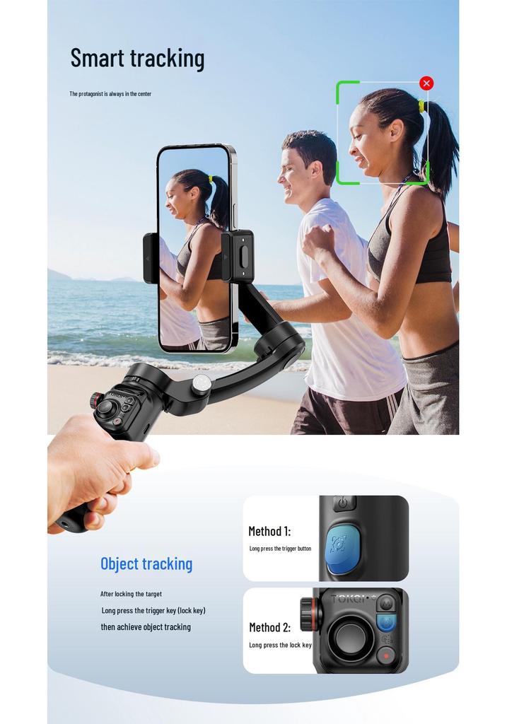 CYKE AI Face-Tracking Stabilizer & Selfie Stick with Three-Axis Gimbal