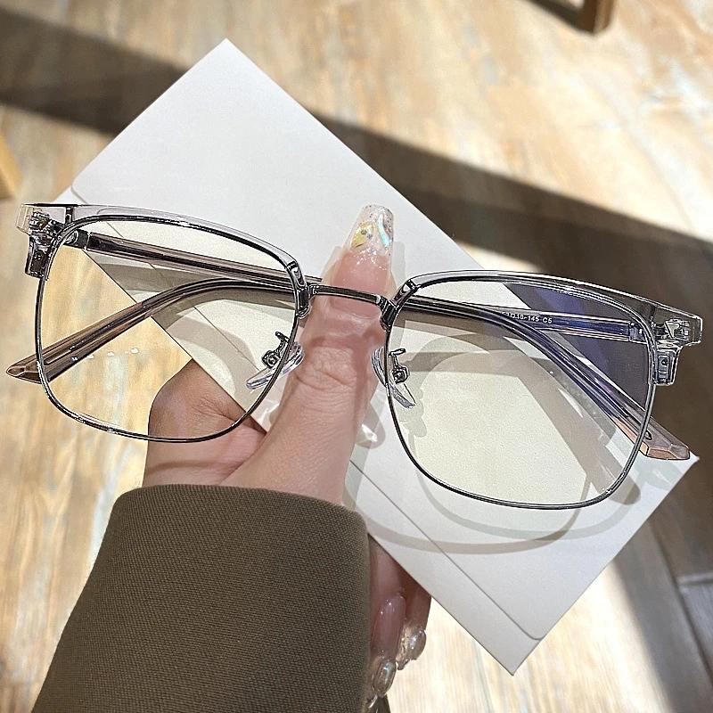 

Unisex Retro Half Frame Myopia Glasses Blue Light Blocking Eyewear for Men Women Nearsighted Minus Diopters 0(anti-blue)