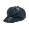 Pu Leather Octagonal Hat For Women Autumn Winter British Retro Newsboy Cap With Sun Protection And Warmth