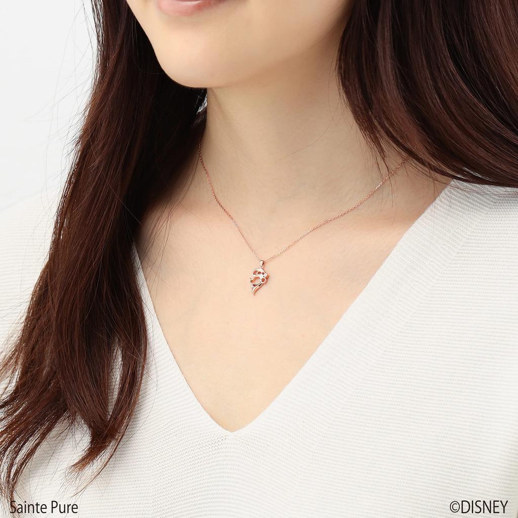 Estelle Disney SMACK Silver and Pink Gold Plated Cubic Zirconia Pair Necklace, 0772-2148-0019-0000