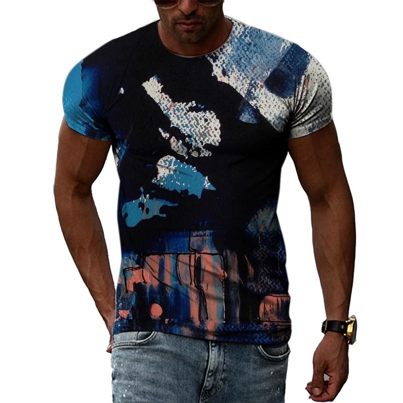 Fashion Creative Retro Graffiti Art Men T-shirts Summer Personality Sad Graphic T Shirts 3D Harajuku Print Short Sleeve Tees Top