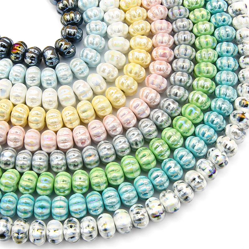 6 buc/pungă Mărgele de porțelan din ceramică lucrate manual în formă de dovleac Mărgele distanțiere libere pentru brățară colier Fabricare de bijuterii DIY