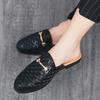 New Designer Mens Half Drag Shoes For Men Casual Leather Loafers Fashion Half Shoes Mules Shoes Male Slides Slippers Footwear