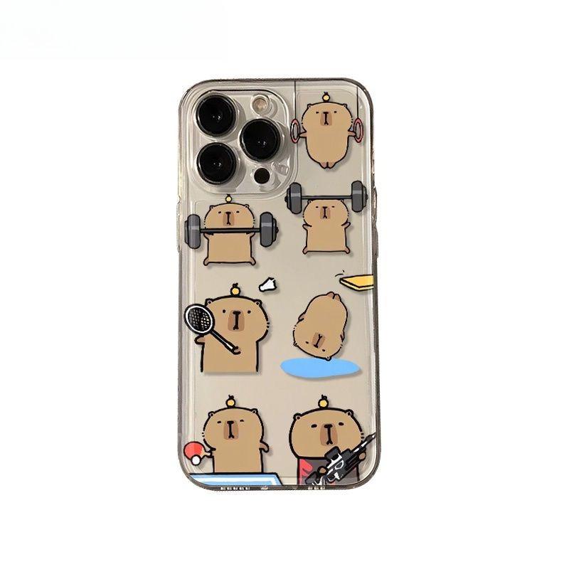 

Мультяшная Капибара-Спортсмен Прозрачный Чехол Для Телефона Для iPhone 16 15 11 12 14 13 Pro Max Mini X XSM XR 7 8 Plus SE4 16e Милые Чехлы Fundas iPhone 7