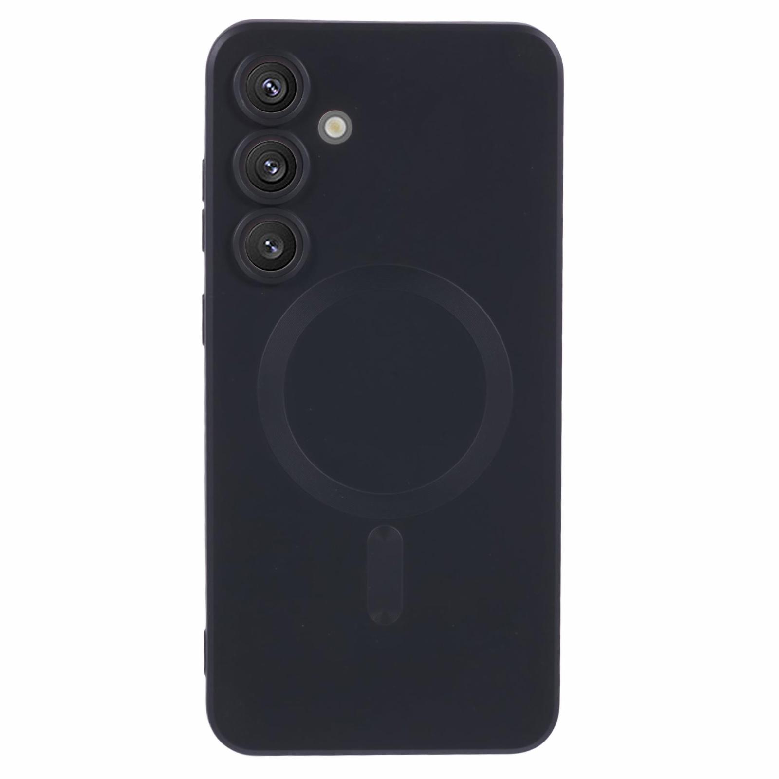 

For Samsung Galaxy S24 Slim Case Rubberized TPU Phone Case with Lens Film,Compatible with MagSafe Black