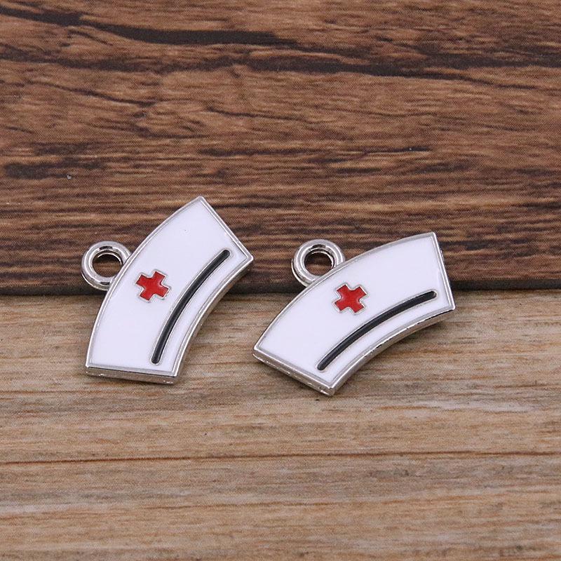 6 Style Medical Charm Jewelry: Drip Oil Stethoscope, Syringe, Heart Pendants in 2 Base Colors