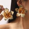Women Spring Summer 3D Exaggerated Flower Earrings Elegant Daily Street Photo Dangle Earrings For Women Fashion Jewelry