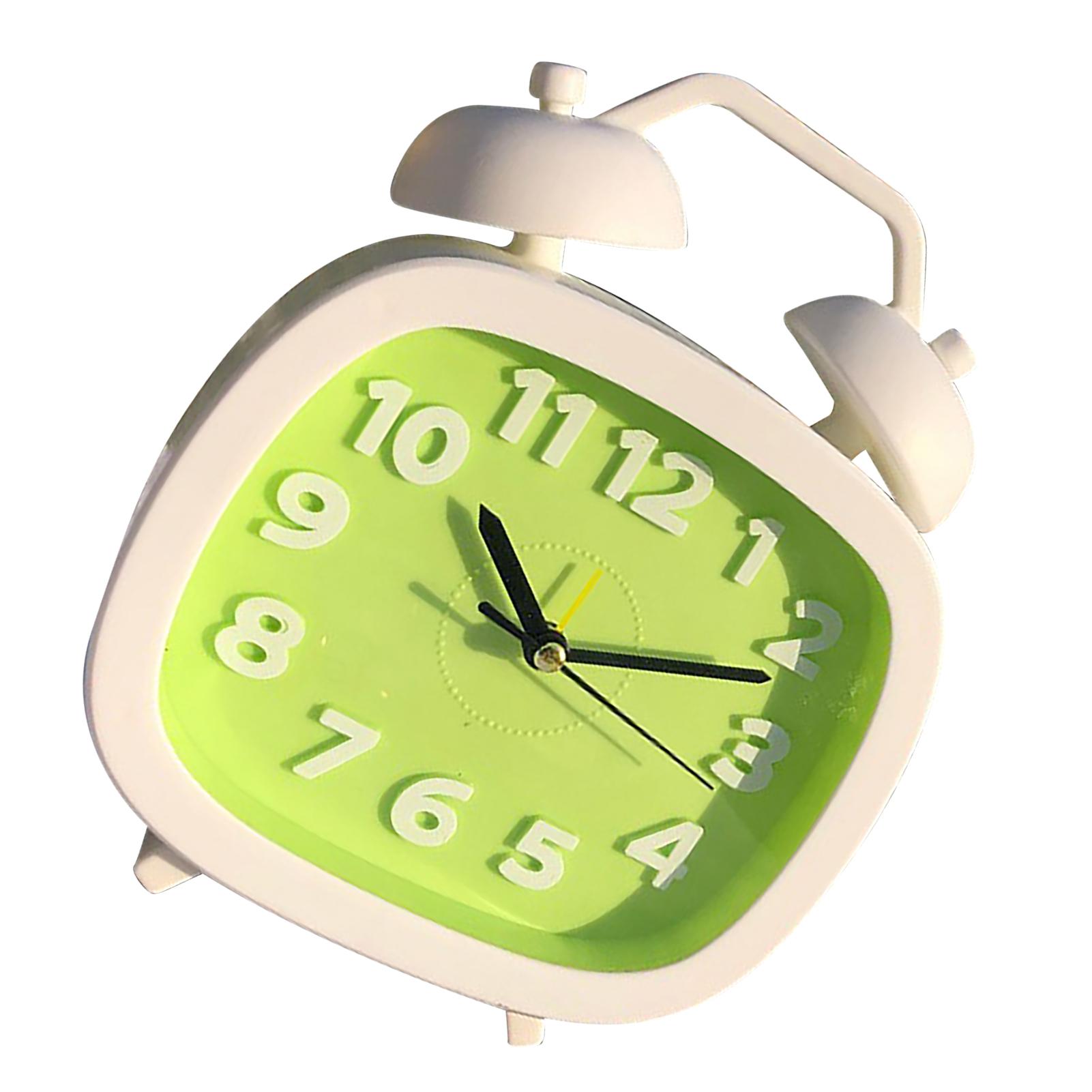 

Двойной громкий будильник с двумя колокольчиками, самодельный вертикальный будильник на батарейках для детей, студентов, спален зелёный