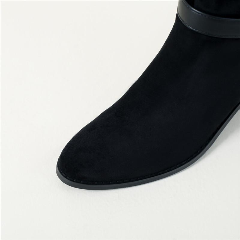 Women's high-heeled boots autumn and winter new thick-heeled suede mid-boots in size