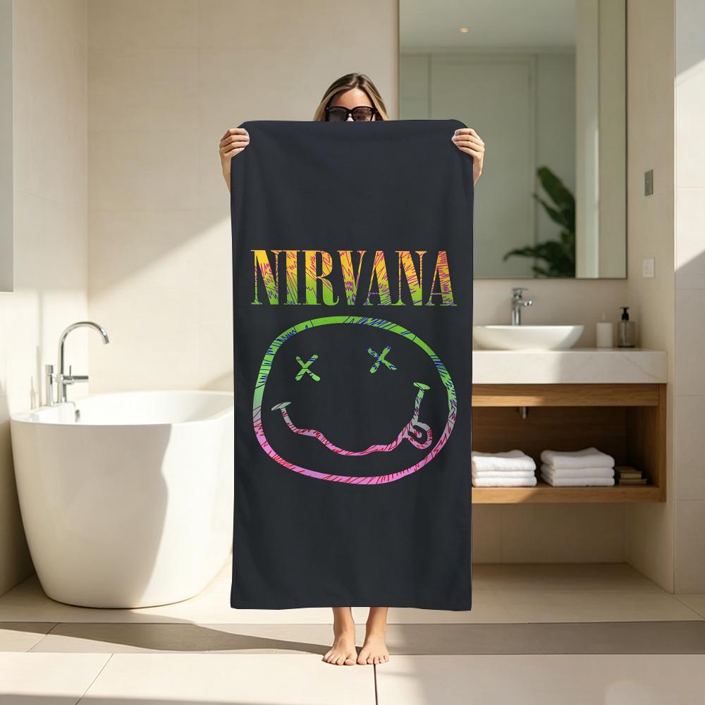 Rock Bands LOGO N-NirvanaS Towel ultra-fine fiber quick drying absorbent bath towel, outdoor swimming sports towel