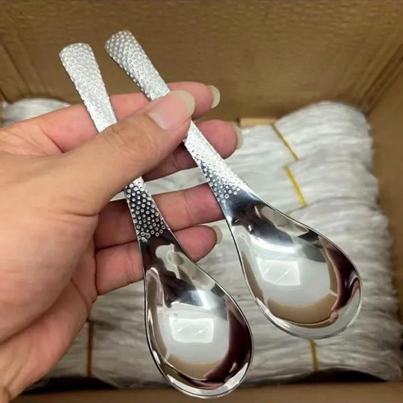 Stainless Steel Round Spoon Net Red Golden Dinner Long Handle Stirring Dessert Spoons For Kitchen Accessories Gadgets