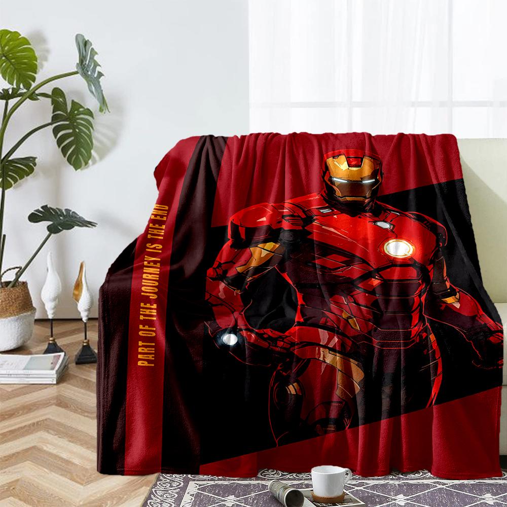 Iron Man Theme Printed Blanket - Perfect for Couch, Bed, Travel & Outdoor Use | Machine Washable, Cozy & Durable.