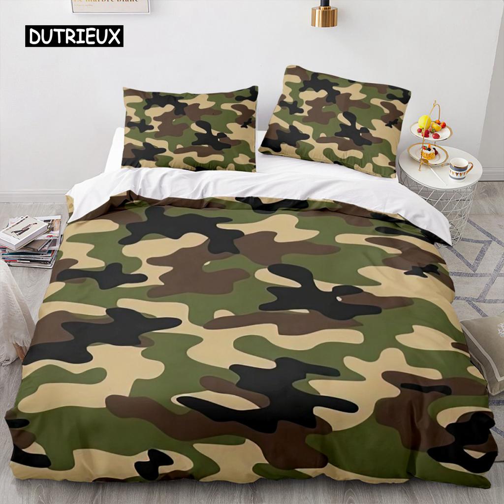Camouflage Bettwäsche Set Abstrakt Bettbezug Grün Dschungel Komfortbezug Camouflage für Teenager Jungen Erwachsene Schlafzimmer Heimdekorationen