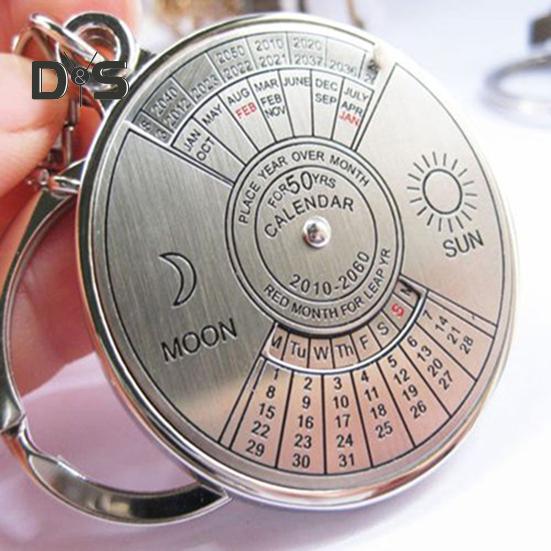 2/3/5Pcs Sun Moon Keychain English Perpetual Calendar Pendant Keyring Retro Design Multi-purpose Accessory