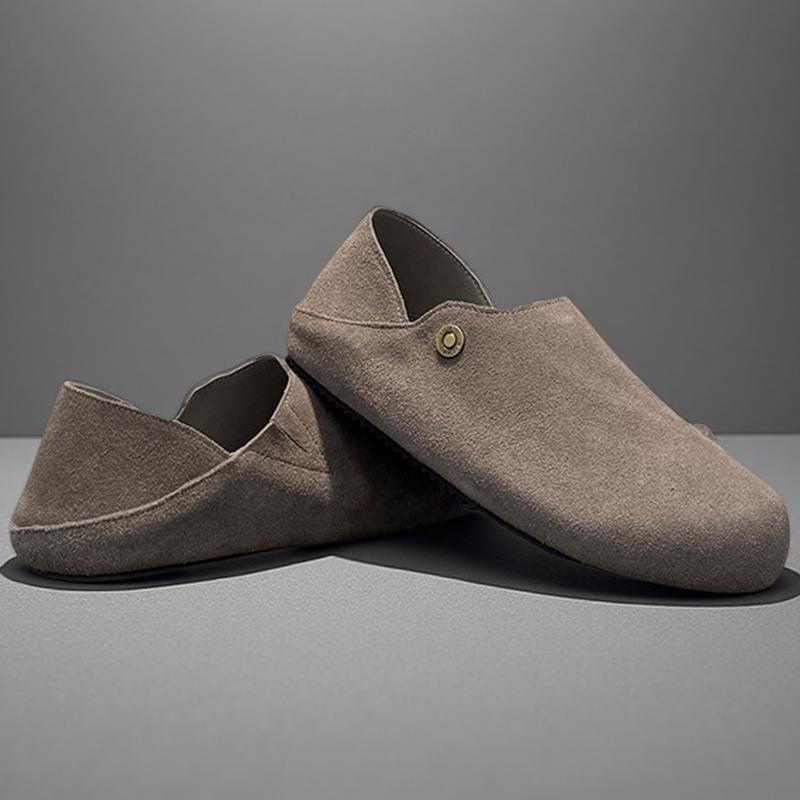 New Fashion Men Leather Flats Shoes Comfortable Man Casual Shoes Slip on Male Outdoor Walking Shoes Split Leather Driving Shoes