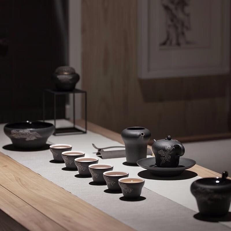 Edenus Black Iron Glaze Ceramic Kung Fu Tea Set