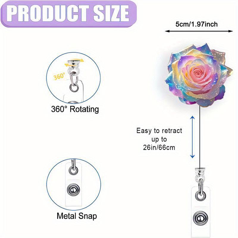 2D Rose Scalable Badge Clip Badge Clip ID Card Name Label Nurse Student Use, ID Cards and Supplies, Badge Clip“