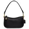 Swinger 20 Solid Color Zipper Closure Leather Mahjong Bag Shoulder Tote Bag Small Women Bags Black C2643-B4BK