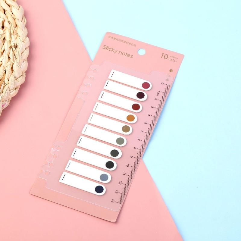 Solid Color Sticky Note Index Label Book Notebook Page Marker Paper Bookmark Tearable Waterproof Stationary Stickers