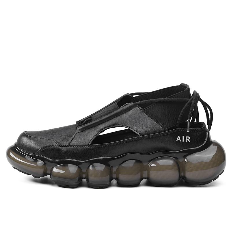 

Роскошные мужские кожаные сандалии в римском стиле Hommer для повседневной ходьбы, дышащие, повседневные, водонепроницаемые пляжные туфли, модные, белые/черные 45 чёрный