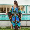 EDOLYNSA Plus Size Kaftan Red Bohemian Printed Summer Long Beach Dress Women Homewear Outfit Swim Suit Cover Up Loose Caftan