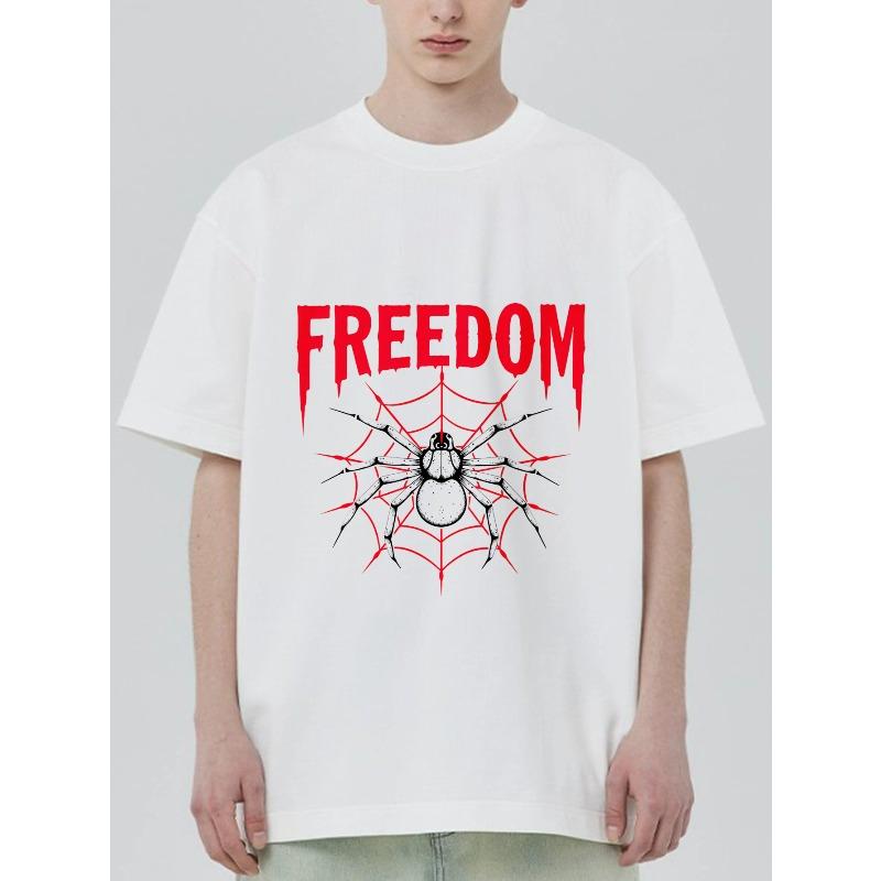 Черная футболка с красным принтом Паутина Свободы для повседневной носки XXXXL белый 1240₽