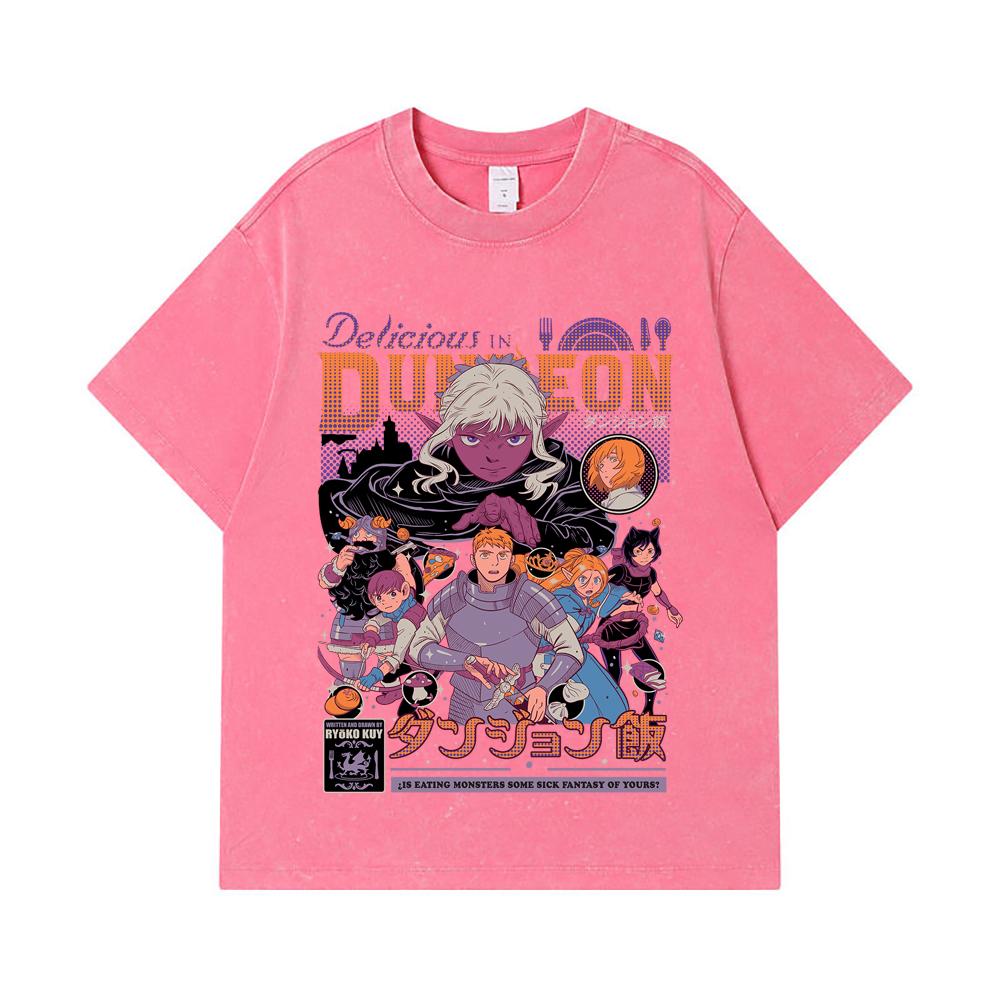 275 GSM Gewaschene T-Shirts 100% Baumwolle Delicious in Dungeon V2 Print Unisex Schweres Baumwoll-T-Shirt
