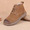 Men's Retro Leather Winter Shoes - Wide Toe Cotton Lined
