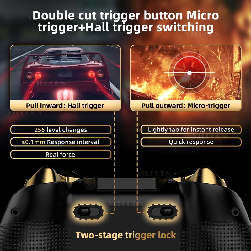Wireless Mobile Gaming Controller for Android iOS Hall Joystick Turbo Macro M1 M2 Gamepad For PC Switch With Thumbstick Caps