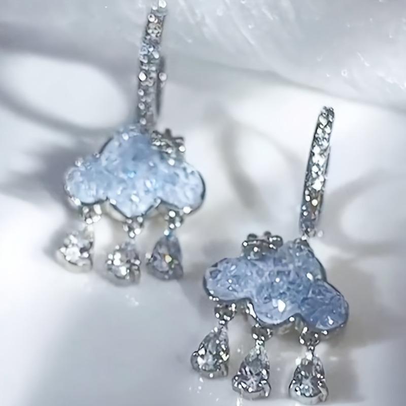 

Милые висячие серьги-облака, серьги-капли в виде дождевого облака с голубым кристаллом, эстетичные серьги-кольца с цирконием в стиле каваи, серьги-подвески с цирконом