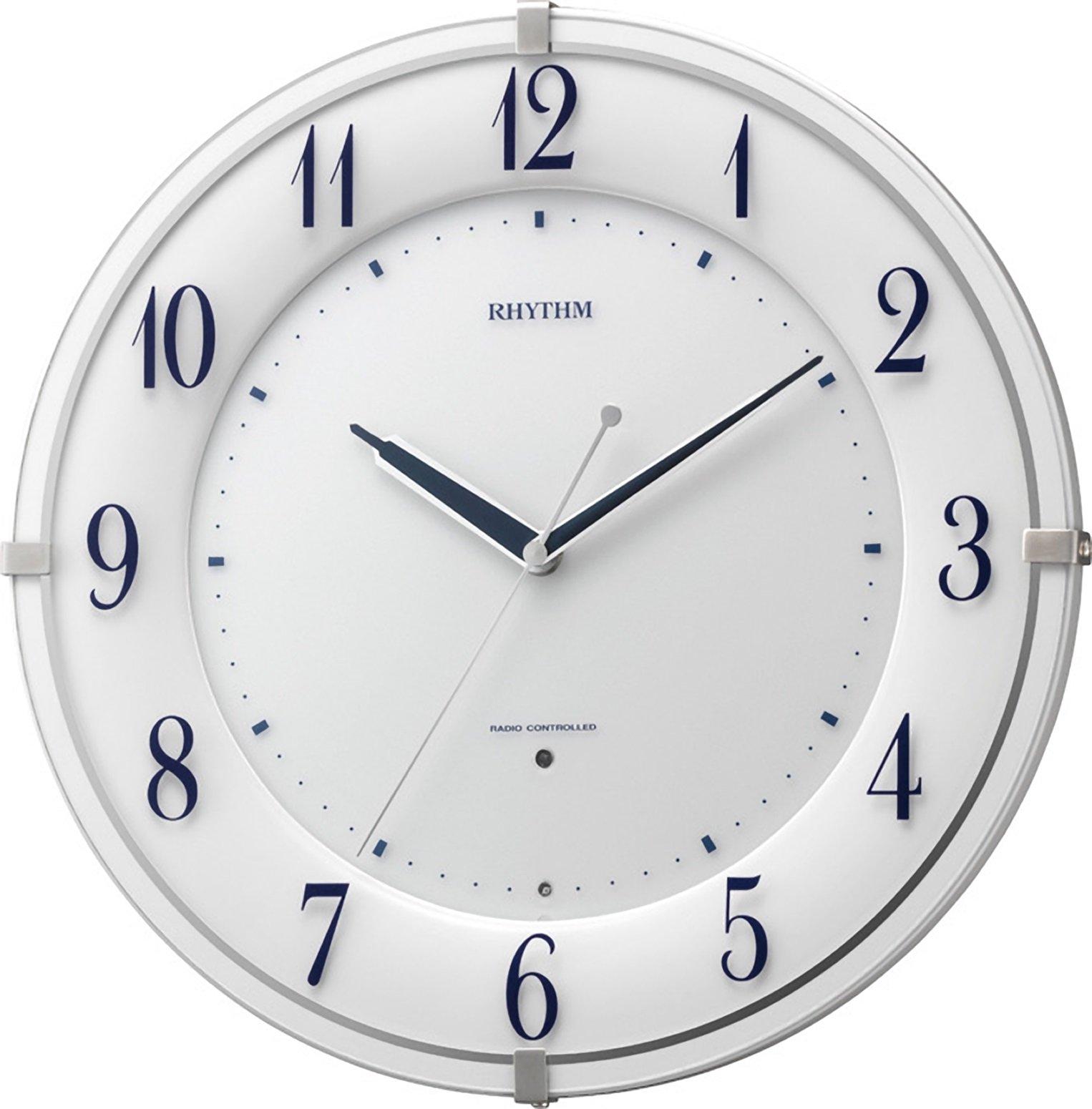 

RHYTHM Аналоговые настенные часы Rivalight Автоматически включаются в темных местах Светодиодная подсветка для ночи RHYTHM 8MY497SR03 Радиоуправляемые часы, RW497, (Белая видимость), белый