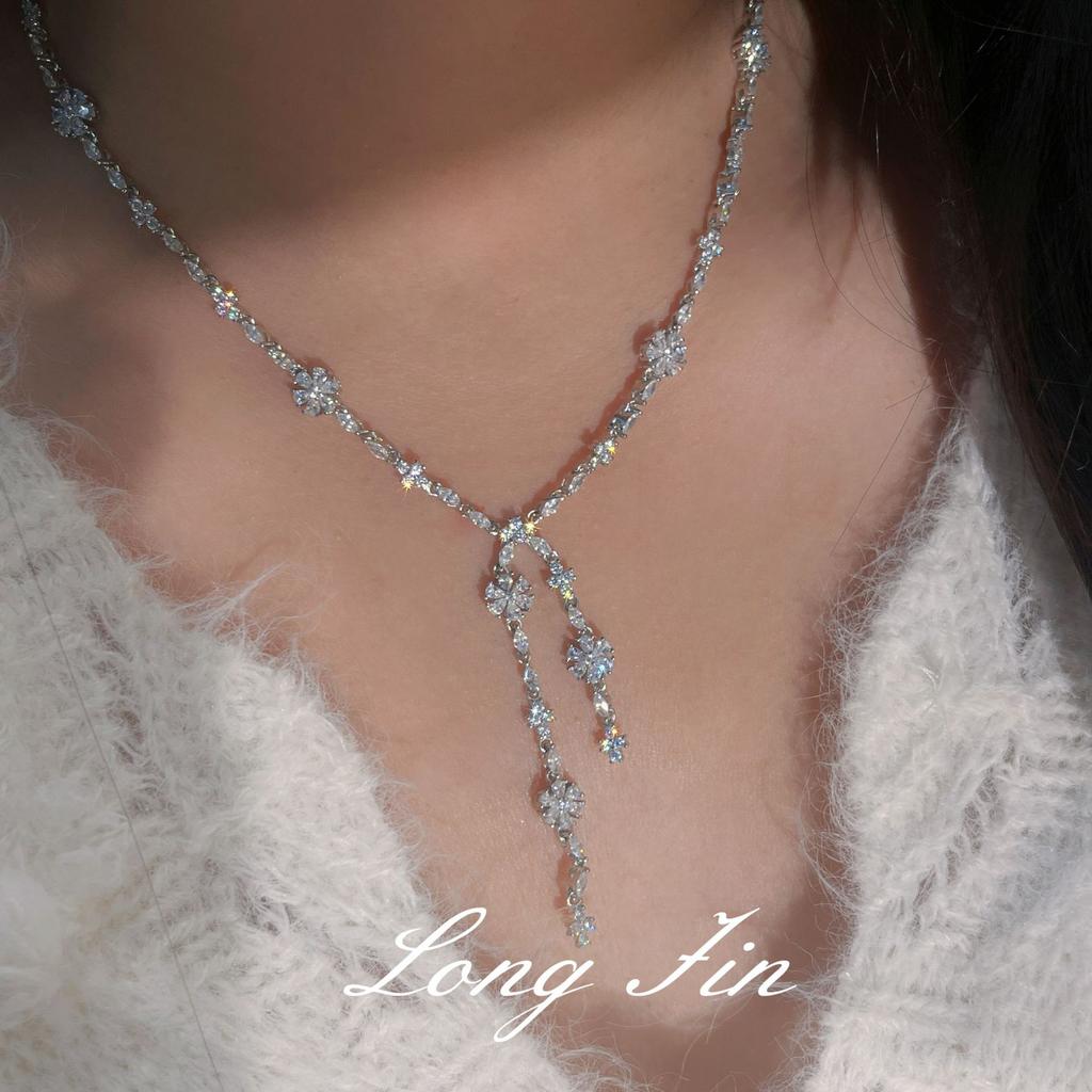 Vergissmeinnicht Blume Voll Diamant Armband Halskette Ohrringe Super Flash Fortgeschrittener Leichter Luxus Live Übertragung