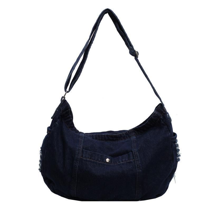 

Джинсовая сумка через плечо большой вместимости тканевая сумка модная диагональная сумка-седло темпераментная женская сумка сумка-мессенджер женская сумка one size fits all темно-синий