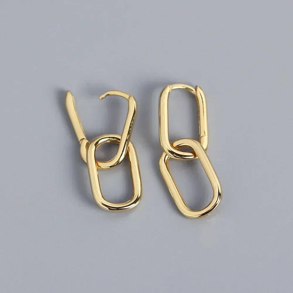 Goldfarbene Hängeohrringe mit glänzendem Zirkon-Dekor Elegantes minimalistisches Doppelschleifen-Design Creolen Schmuck Geschenk für Frauen
