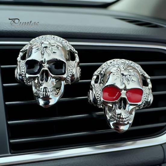 Aromatherapy Air Vent Clip Skull Car Clips, Metal Head Custom Interior Styling Freshener Charm, Halloween Auto Accessory for Men Women Creative