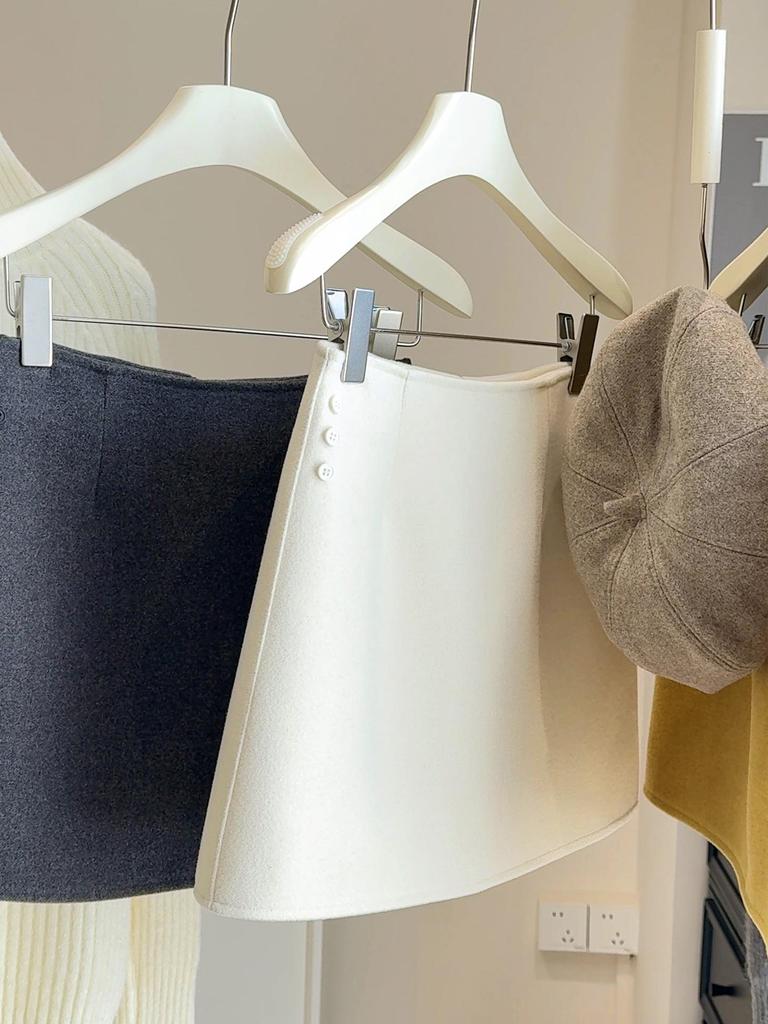 Korean Style Elegant Slimming A-line Woolen Skirt - Women's High Waist Anti-Exposure Short Skirt for Autumn/Winter 25