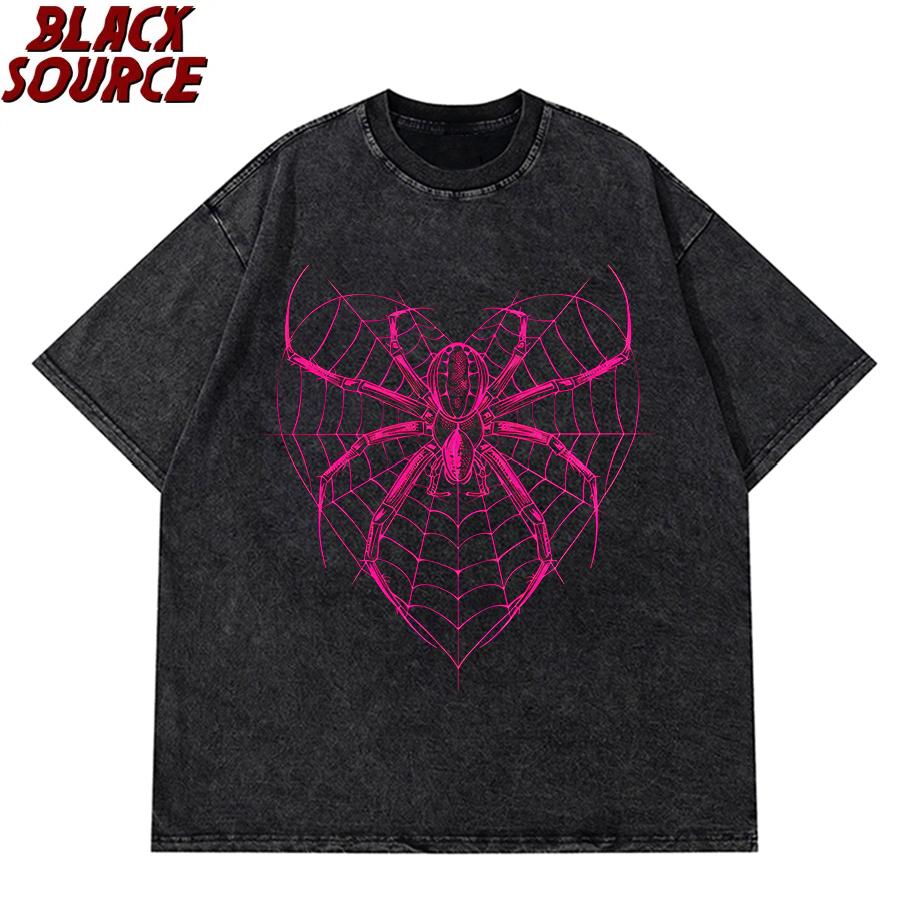 

spider Cartoon Graphic Men Tshirt Casual Baggy Short Sleeve Tshirt Japanese Style Oversized T Shirt Mens Clothing p S