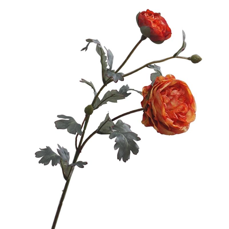 

Искусственный цветок пиона, имитация шелкового цветка, искусственный цветочный букет 2 для головы, для украшения свадебной вечеринки, дома оранжевый