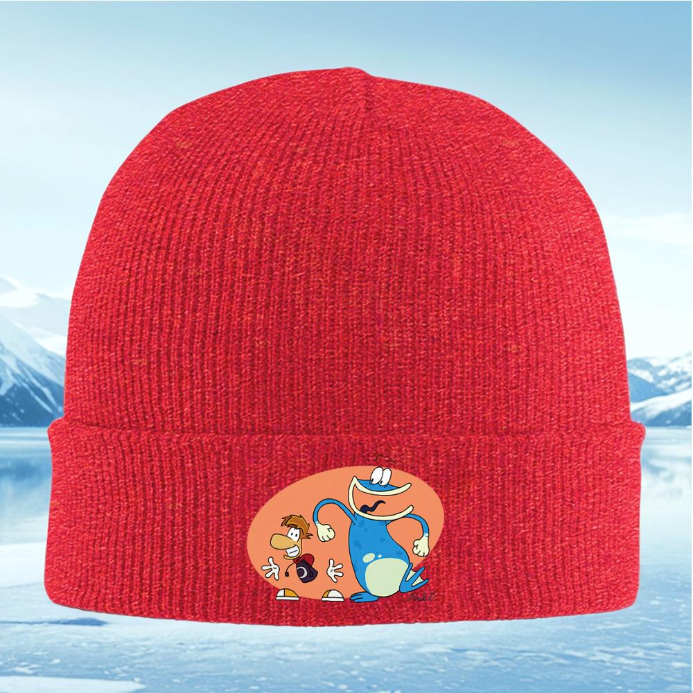 Rayman Frog Smiling Expression Duo Design Men Women Unisex Knitted Hat Beanie Pullover Cap Winter Thermal Warm Christmas Outdoor
