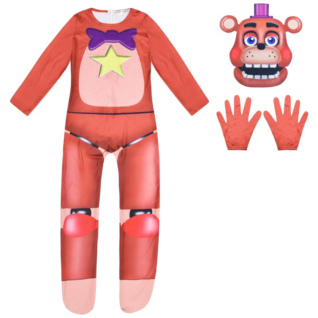 Fancy Halloween Costume for Kids Five Nights Freddyed Jumpsuit Cosplay Nightmare Bonnie Fnaf Freddy Anime Christmas Gift for K U