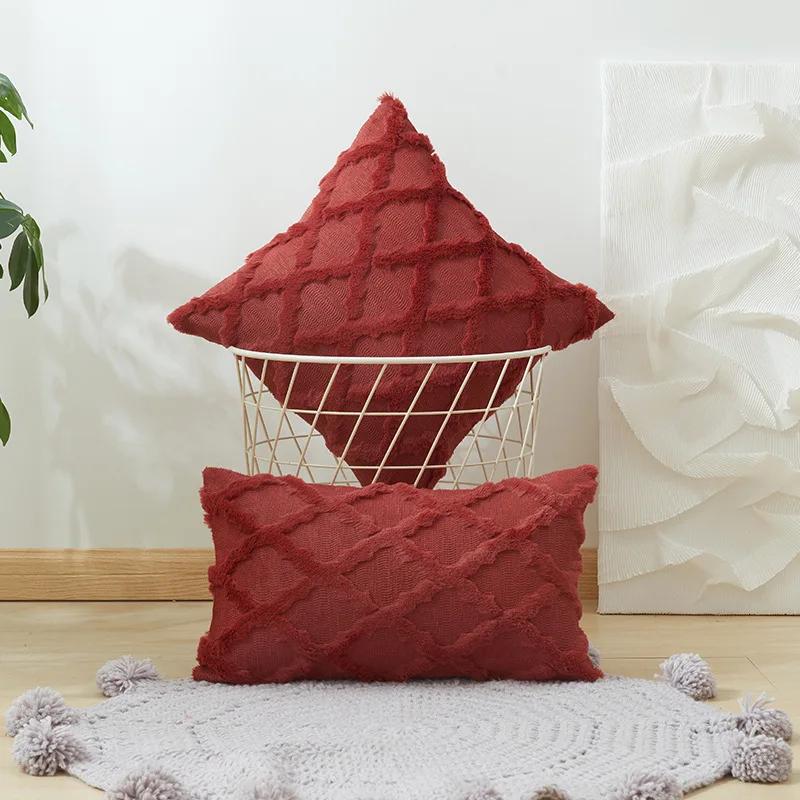 Boho Decorative Pillow Covers Soft Plush Short Faux Wool Couch Pillow Covers Luxury Cushion Covers 35X50 40X40 45X45CM for Sofa