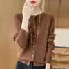 Wollstrickjacke im koreanischen Stil mit Pünktchen: Herbst/Winter Schlankmachend Lockerer Schnitt