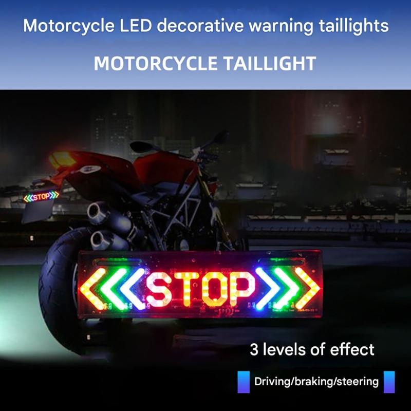 High Brightness LED Flashing Motorcycle Stop Brake Light With Arrows Turn Signal For Enhanced Safety And Style