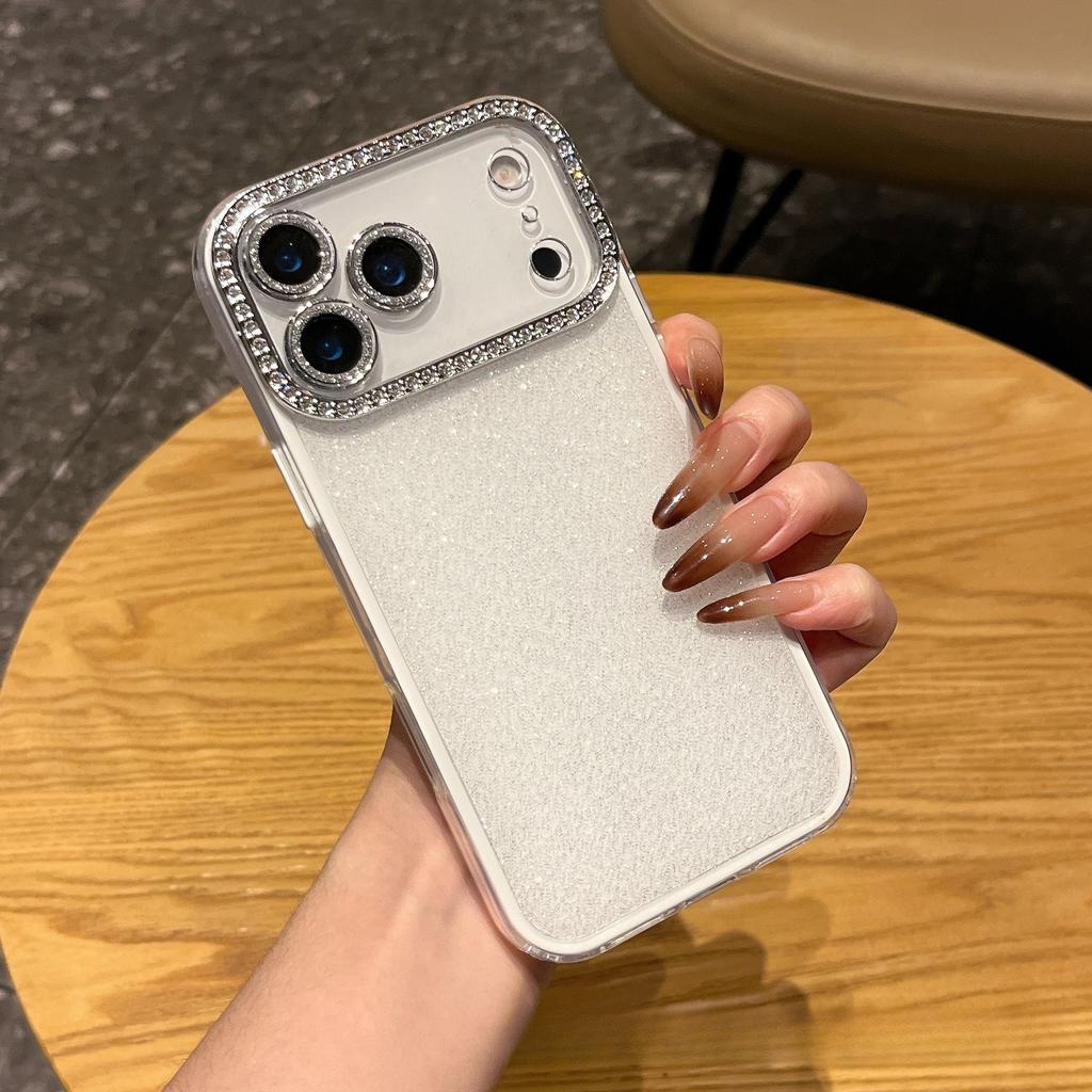 Glitzernder Diamant-Linsen-Handyhülle für iPhone 17 Pro Max 17E Air 16E 16 Pro 15 14 Plus 13 Kristall TPU+PC Galvanisierte Rückseite