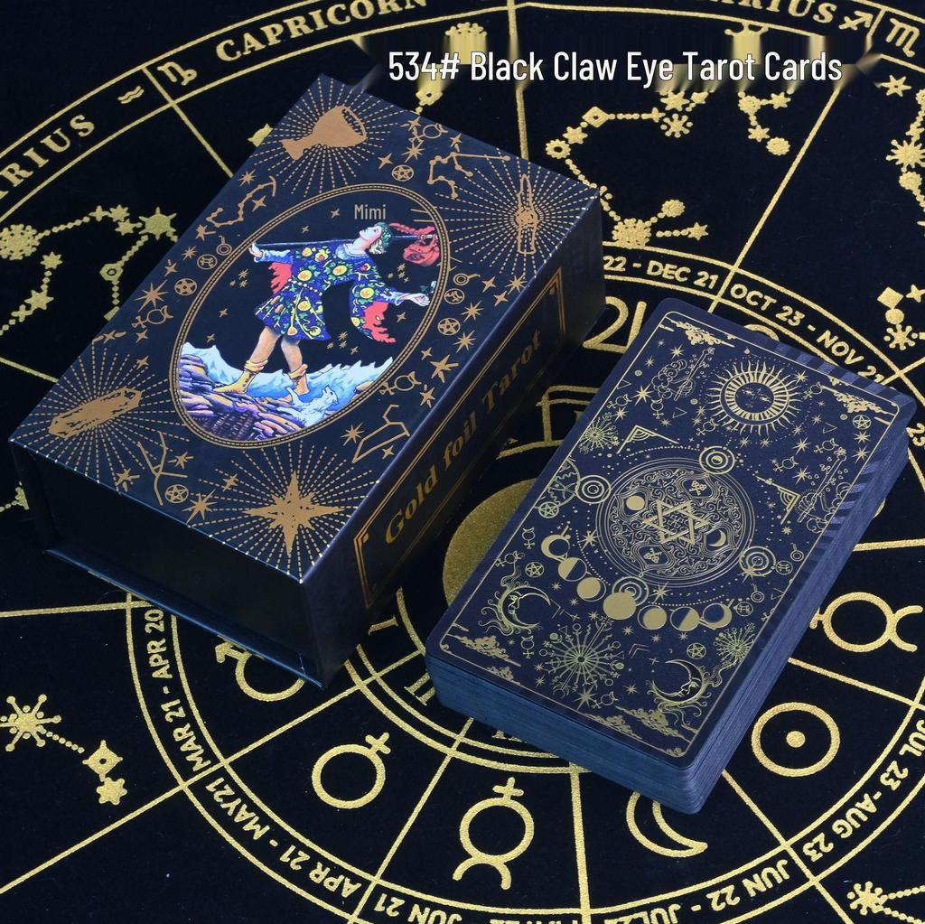 Waterproof Black PVC Tarot Cards - Colorful 78 Card Deck for Board Games